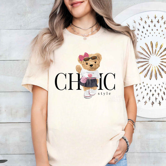 Tricou dama din bumbac 100% Cu Ursuleti CHIC GIRL