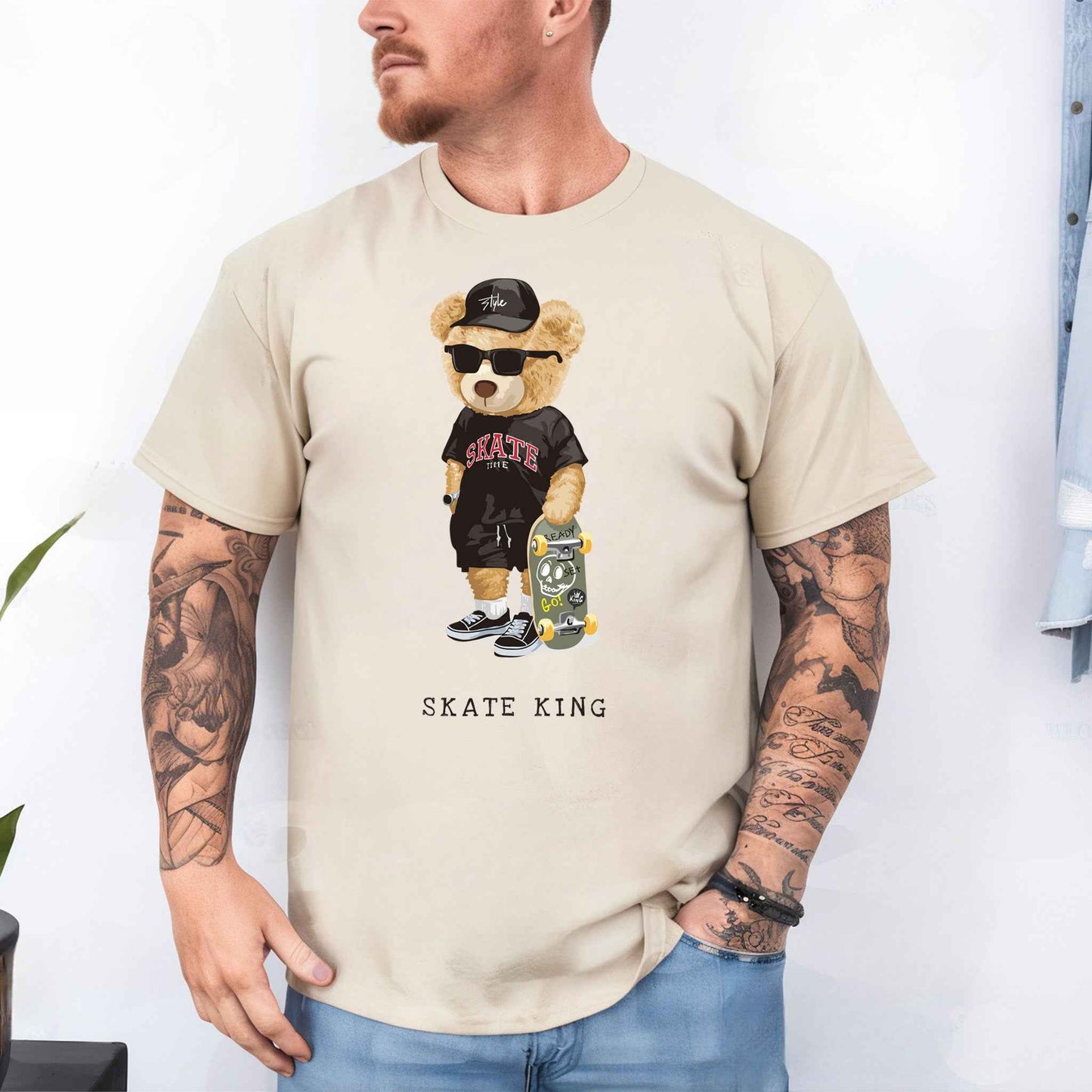 Tricou barbat din bumbac 100% cu Ursuleti SKATE KING
