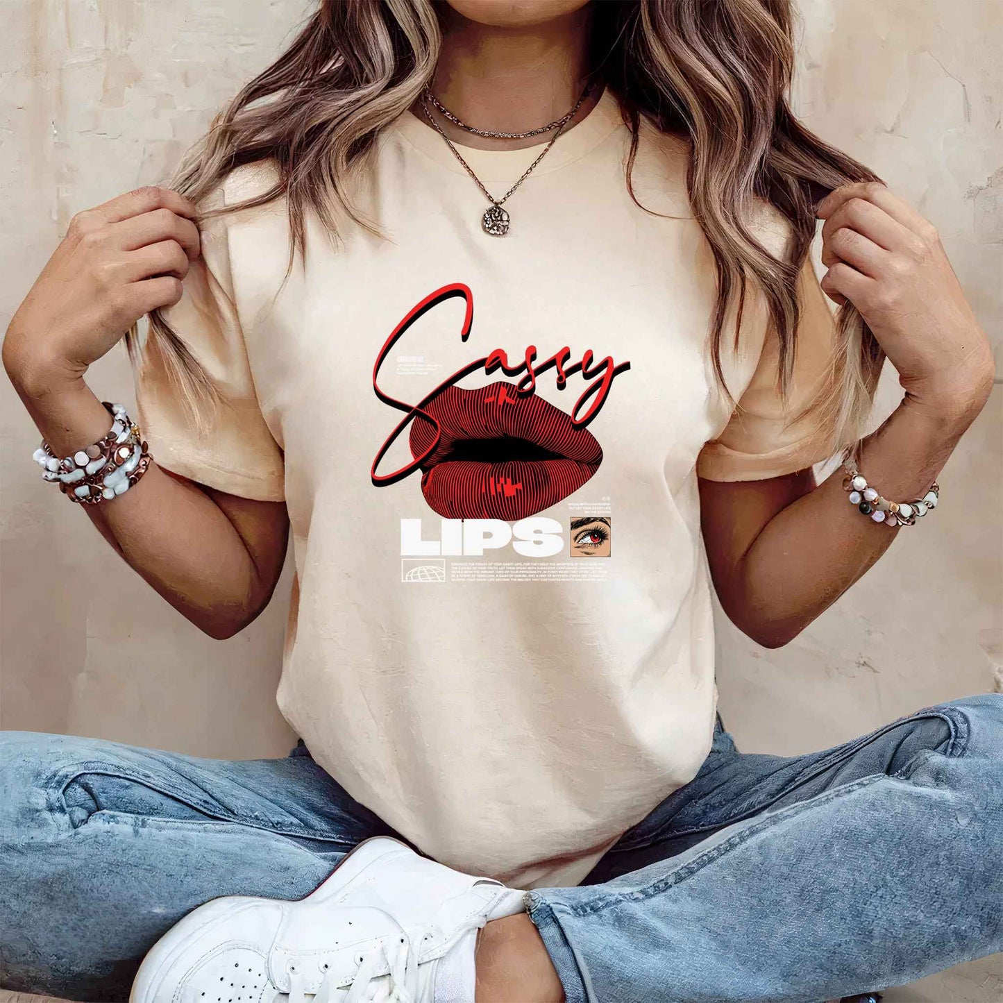 Tricou dama din bumbac 100% Vibrant SASSY LIPS