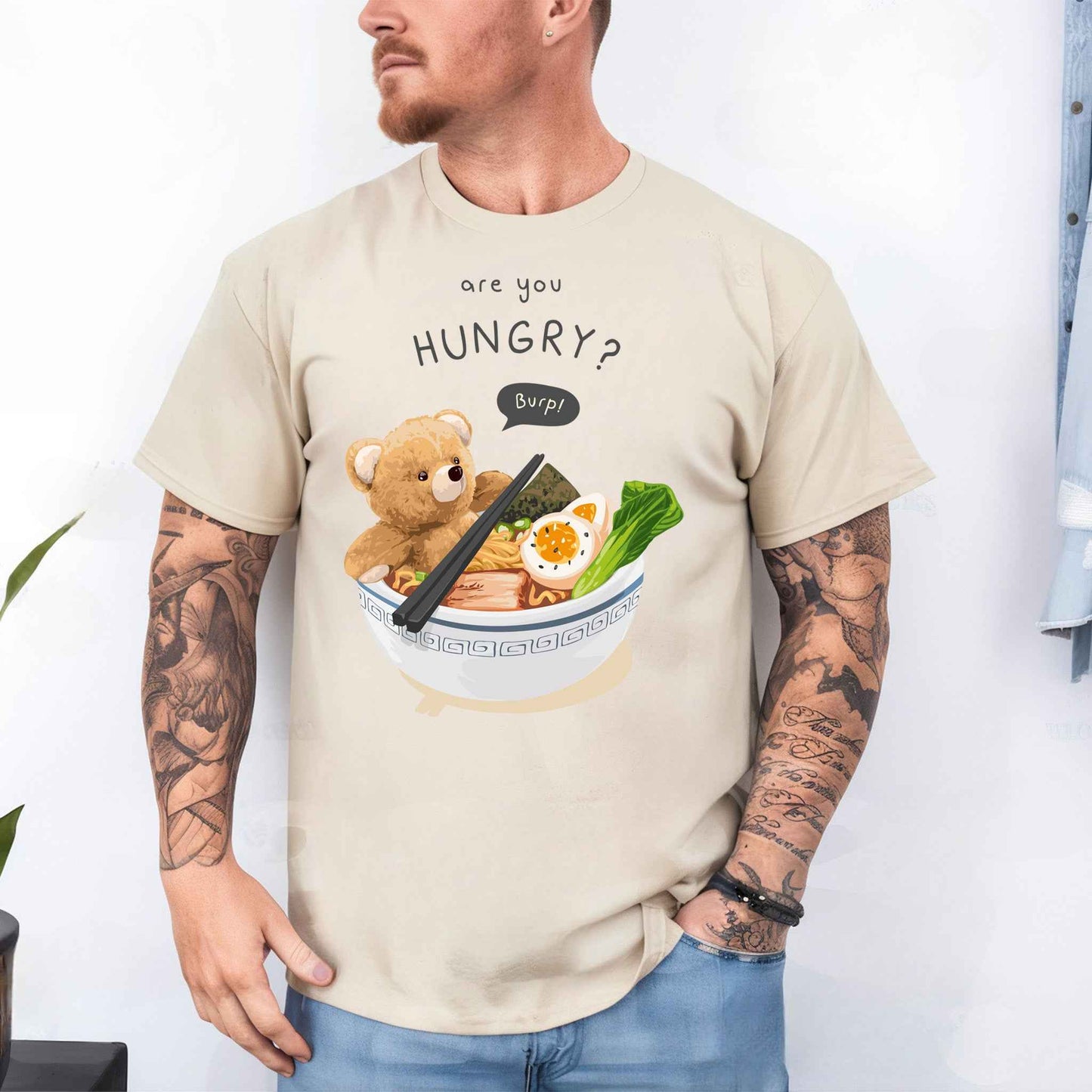 Tricou barbat din bumbac 100% cu Ursuleti HUNGRY?