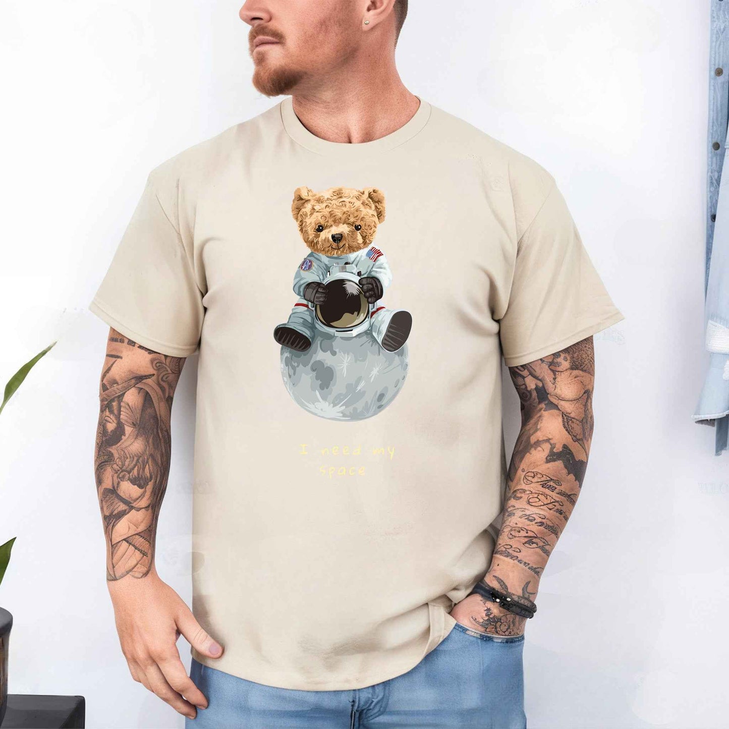 Tricou barbat din bumbac 100% cu Ursuleti I NEED MY SPACE