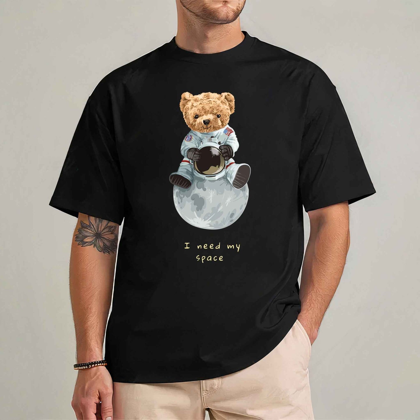 Tricou barbat din bumbac 100% cu Ursuleti I NEED MY SPACE