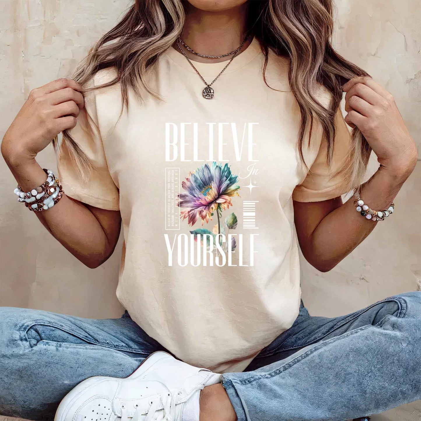 Tricou dama din bumbac 100% Minimalist BELIEVE IN YOURSELF