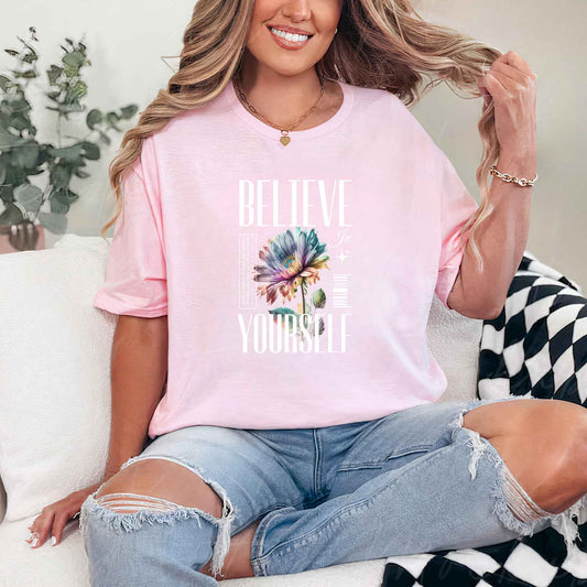 Tricou dama din bumbac 100% Minimalist BELIEVE IN YOURSELF