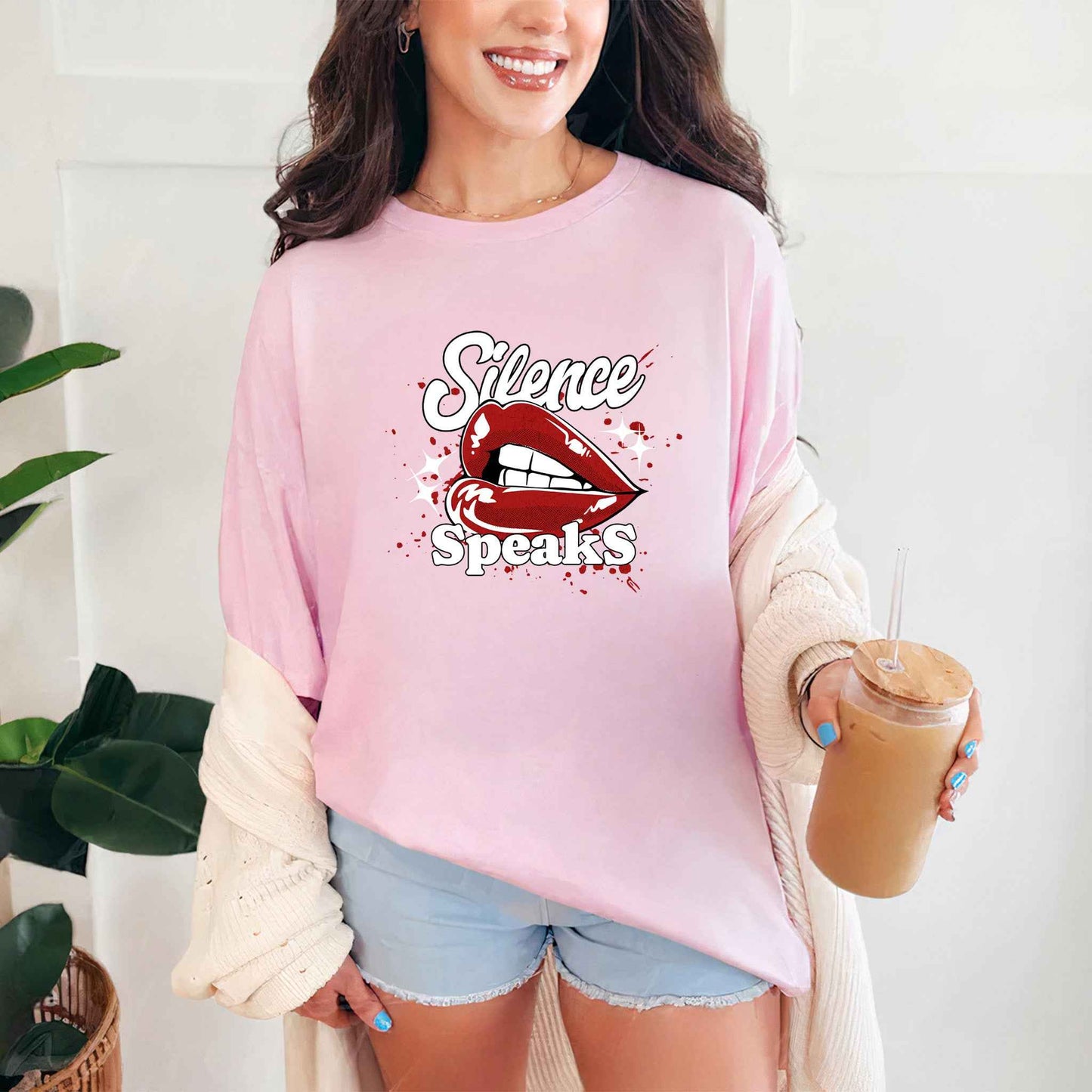 Tricou dama din bumbac 100% Vibrant SILENCE SPEAKS