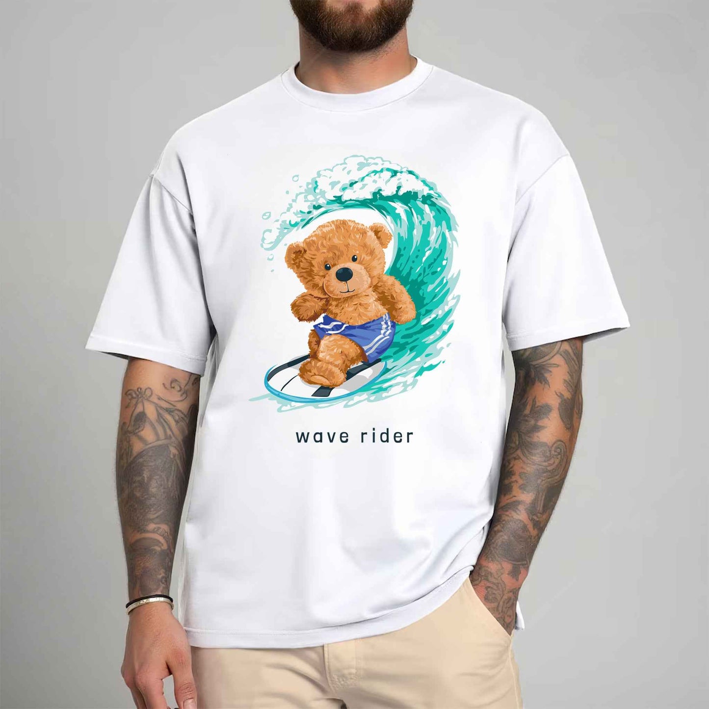 Tricou barbat din bumbac 100% cu Ursuleti WAVE RIDER
