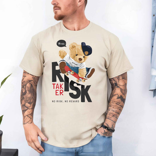 Tricou barbat din bumbac 100% cu Ursuleti RISK TAKER