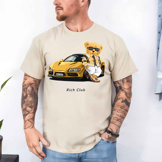 Tricou barbat din bumbac 100% cu Ursuleti RICH CLUB