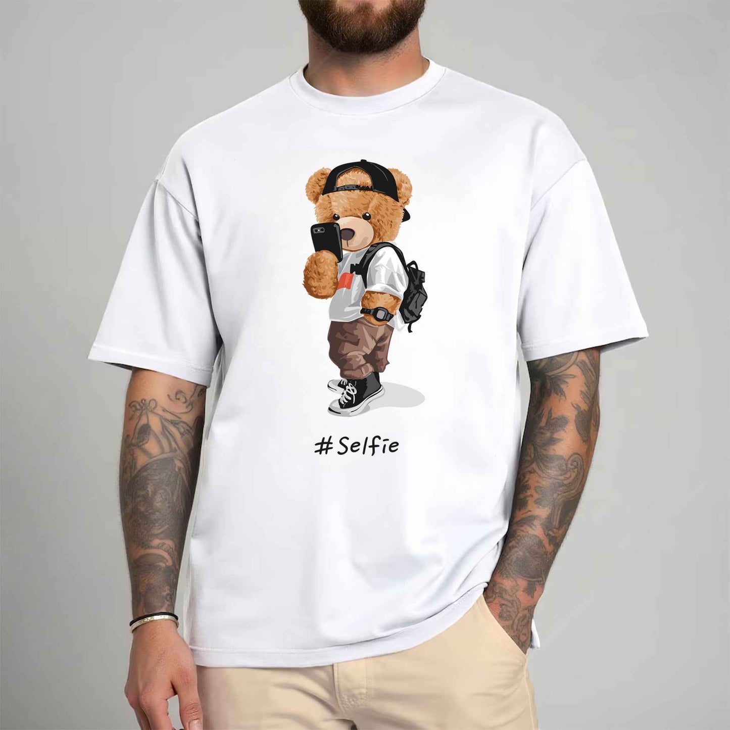 Tricou barbat din bumbac 100% cu Ursuleti #SELFIE