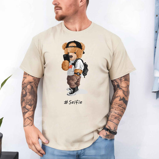 Tricou barbat din bumbac 100% cu Ursuleti #SELFIE