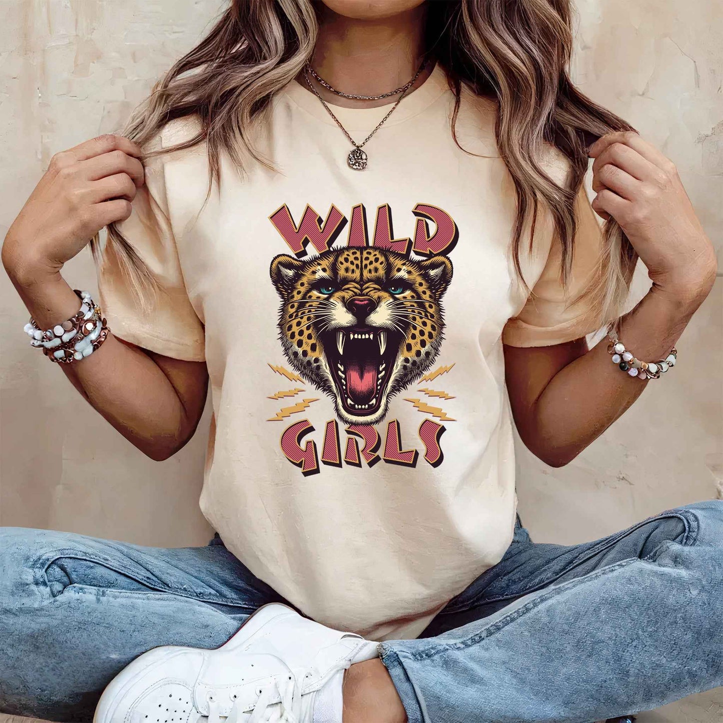 Tricou dama din bumbac 100% Vibrant Cu Animale WILD GIRLS