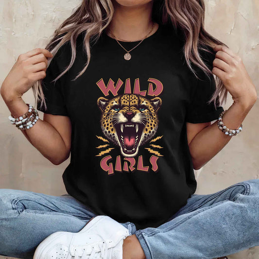 Tricou dama din bumbac 100% Vibrant Cu Animale WILD GIRLS