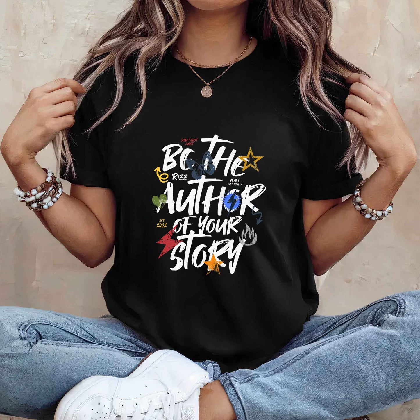 Tricou dama din bumbac 100% cu mesaje si citate Minimalist BE YOUR AUTHOR