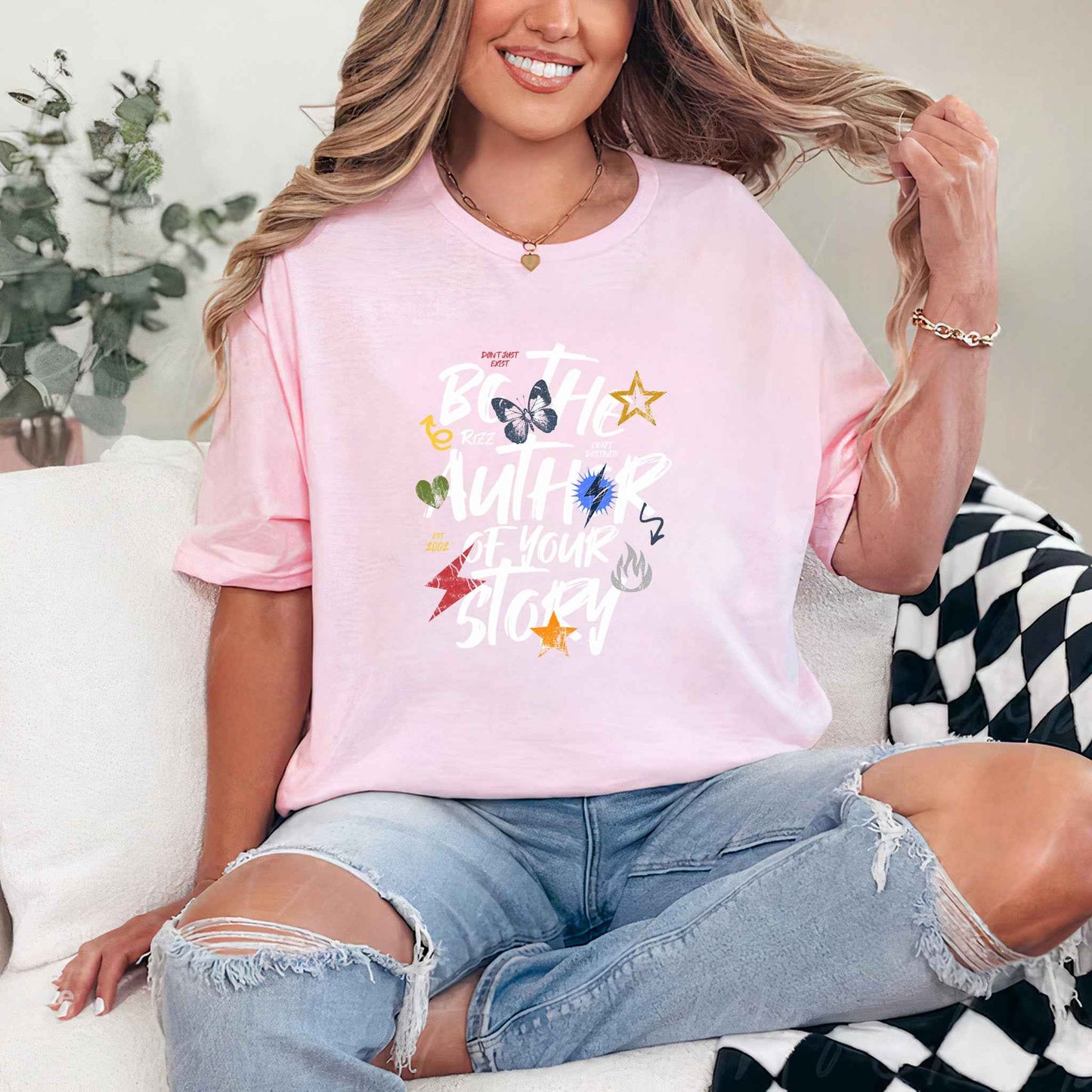 Tricou dama din bumbac 100% cu mesaje si citate Minimalist BE YOUR AUTHOR