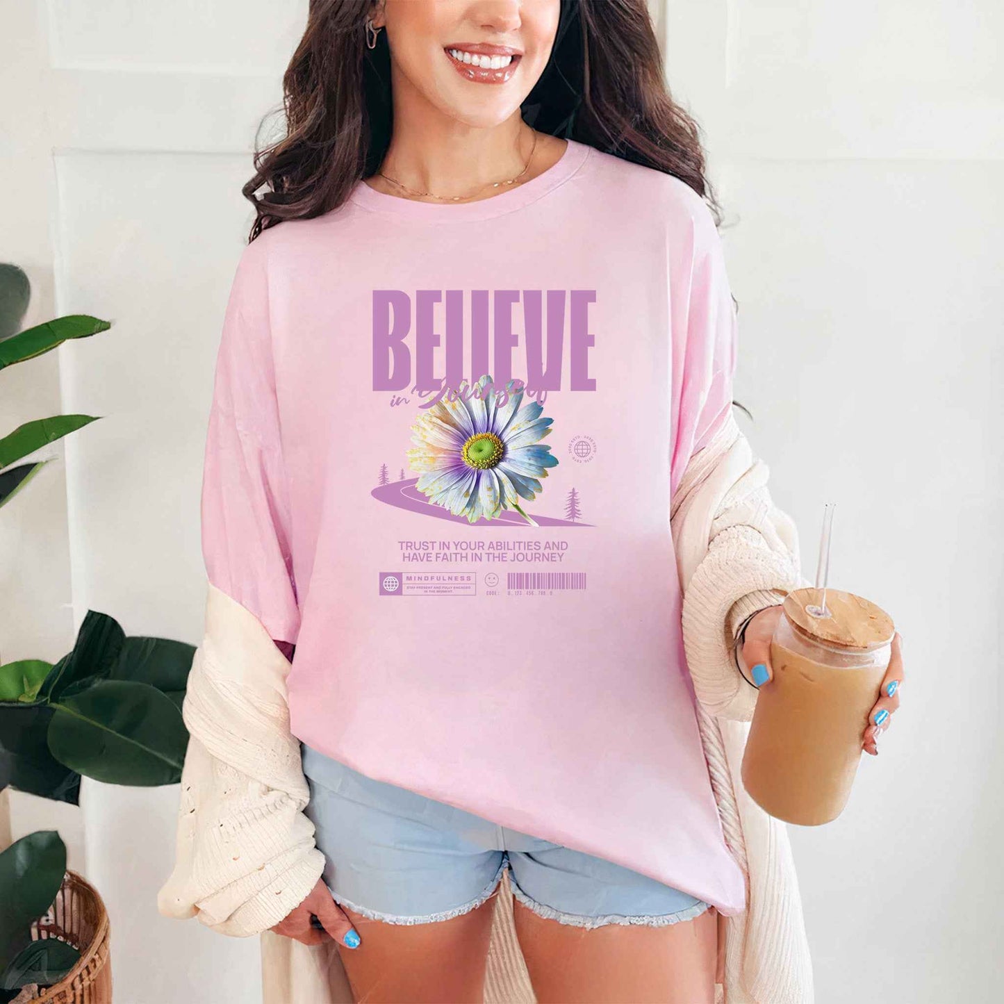 Tricou dama din bumbac 100% cu mesaje si citatate Vibrant BELIEVE