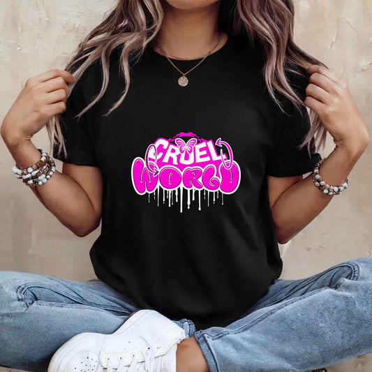 Tricou dama din bumbac 100% Vibrant CRUEL WORLD