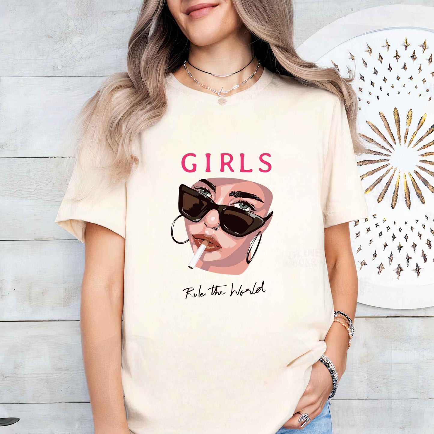 Tricou dama din bumbac 100% Minimalist GIRLS RULE THE WORLD