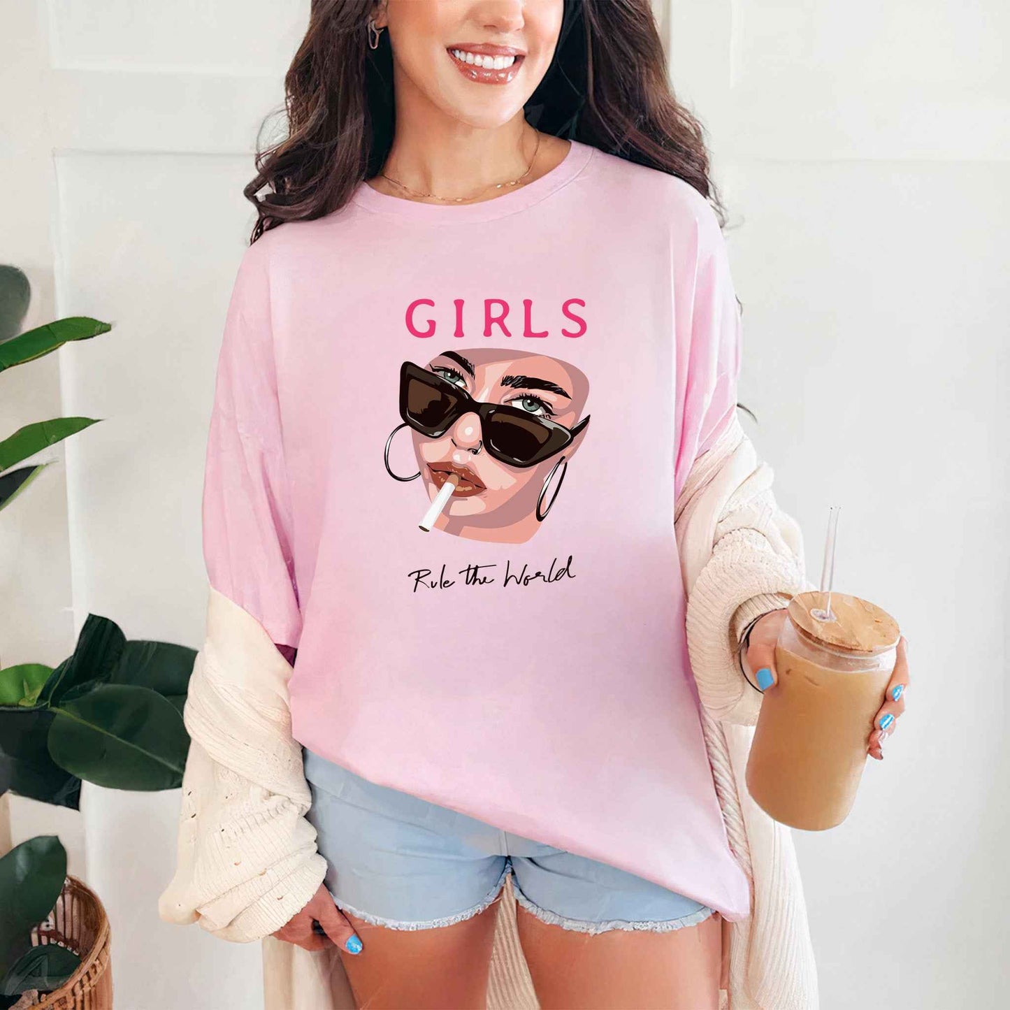 Tricou dama din bumbac 100% Minimalist GIRLS RULE THE WORLD