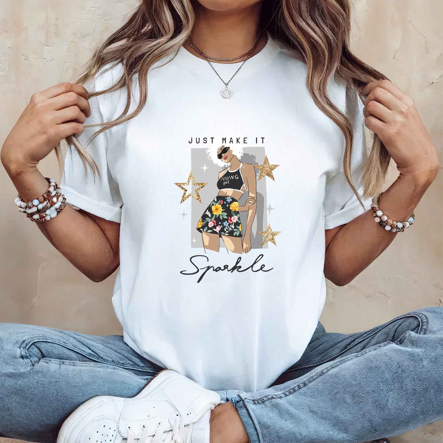 Tricou dama din bumbac 100% Minimalist SPARKLE