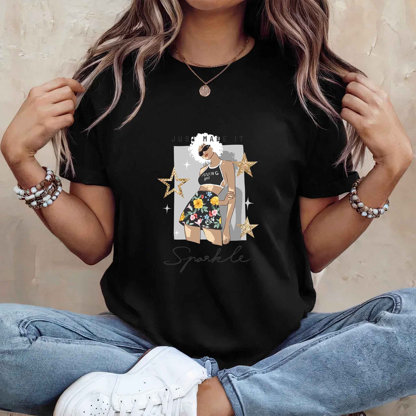 Tricou dama din bumbac 100% Minimalist SPARKLE