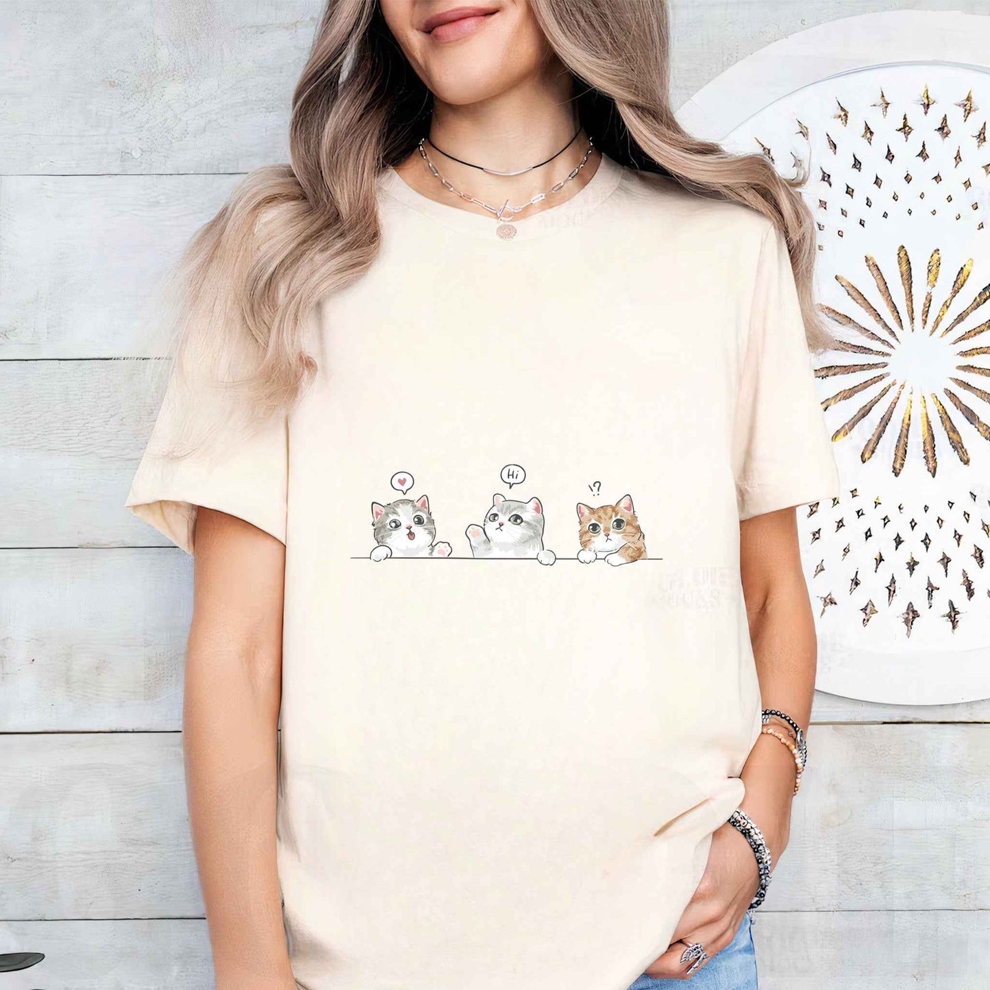 Tricou dama din bumbac 100% Minimalist cu Animale CATS