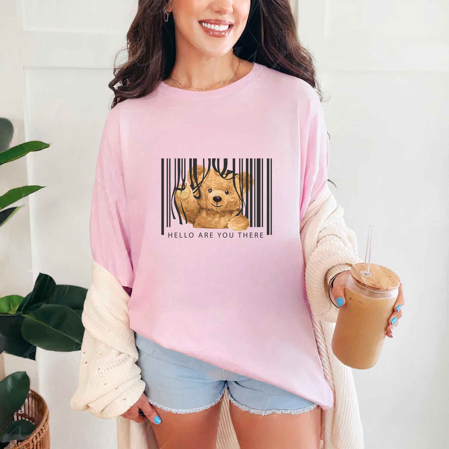 Tricou dama din bumbac 100% cu Ursuleti ARE YOU THERE?