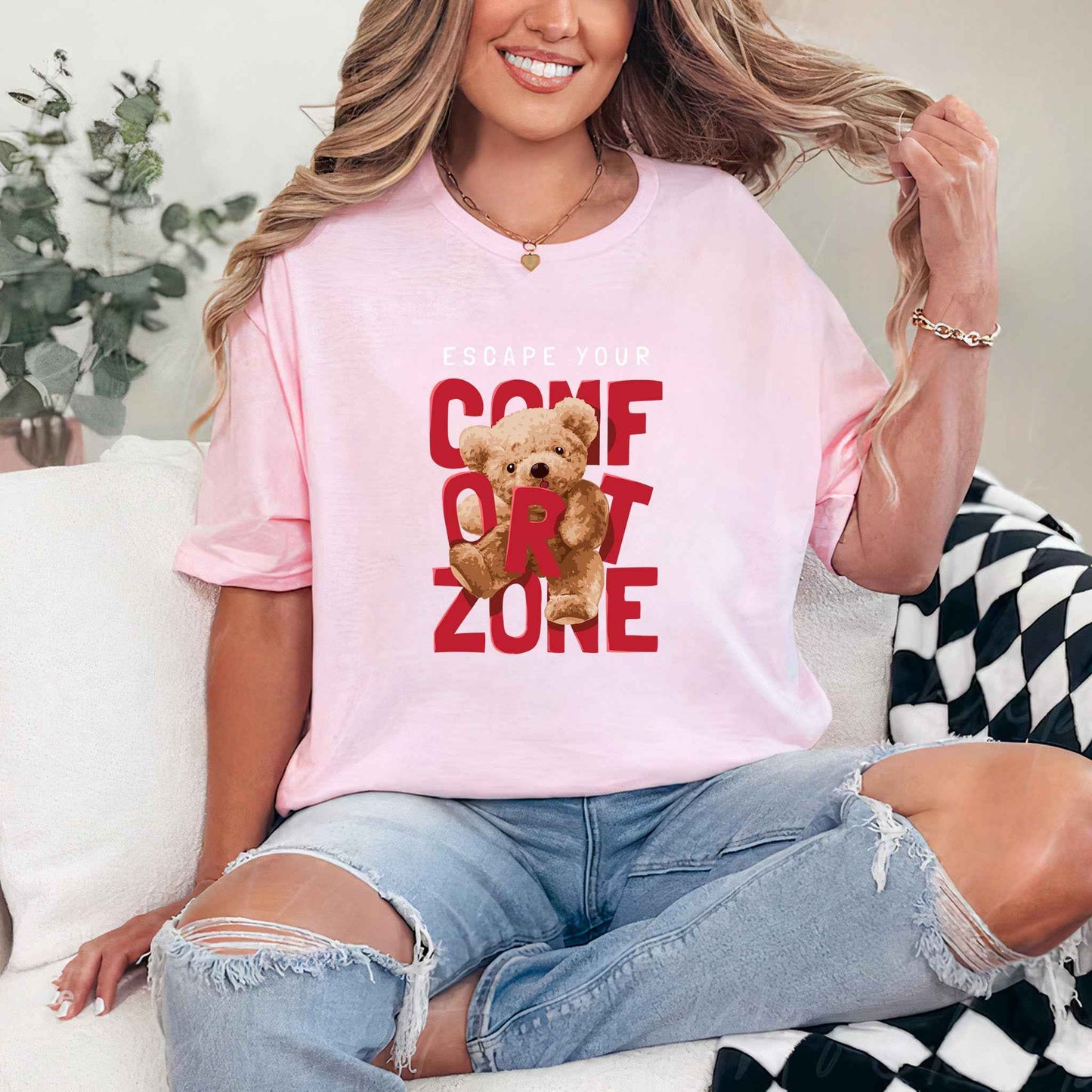 Tricou dama din bumbac 100% cu Ursuleti COMFORT ZONE