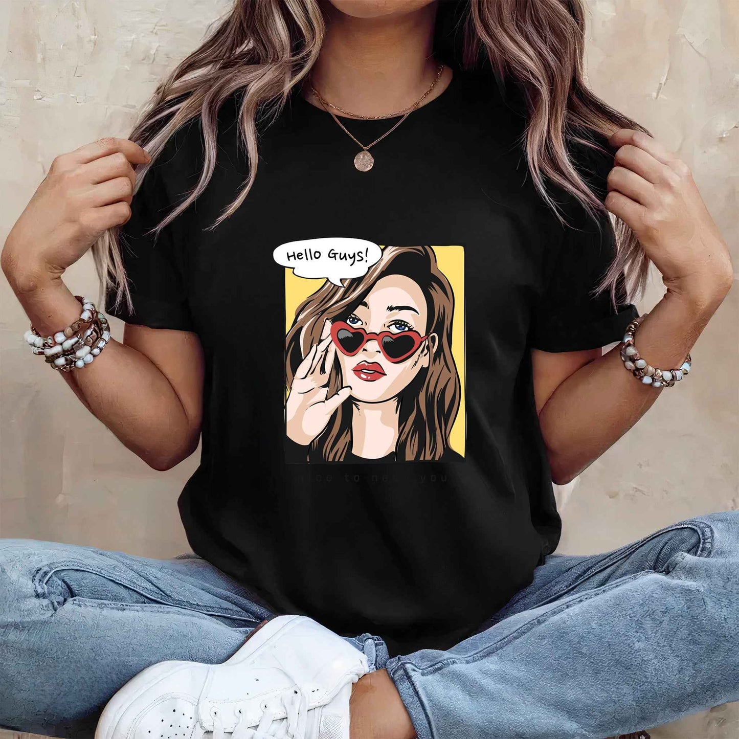 Tricou dama din bumbac 100% Minimalist HELLO GUYS