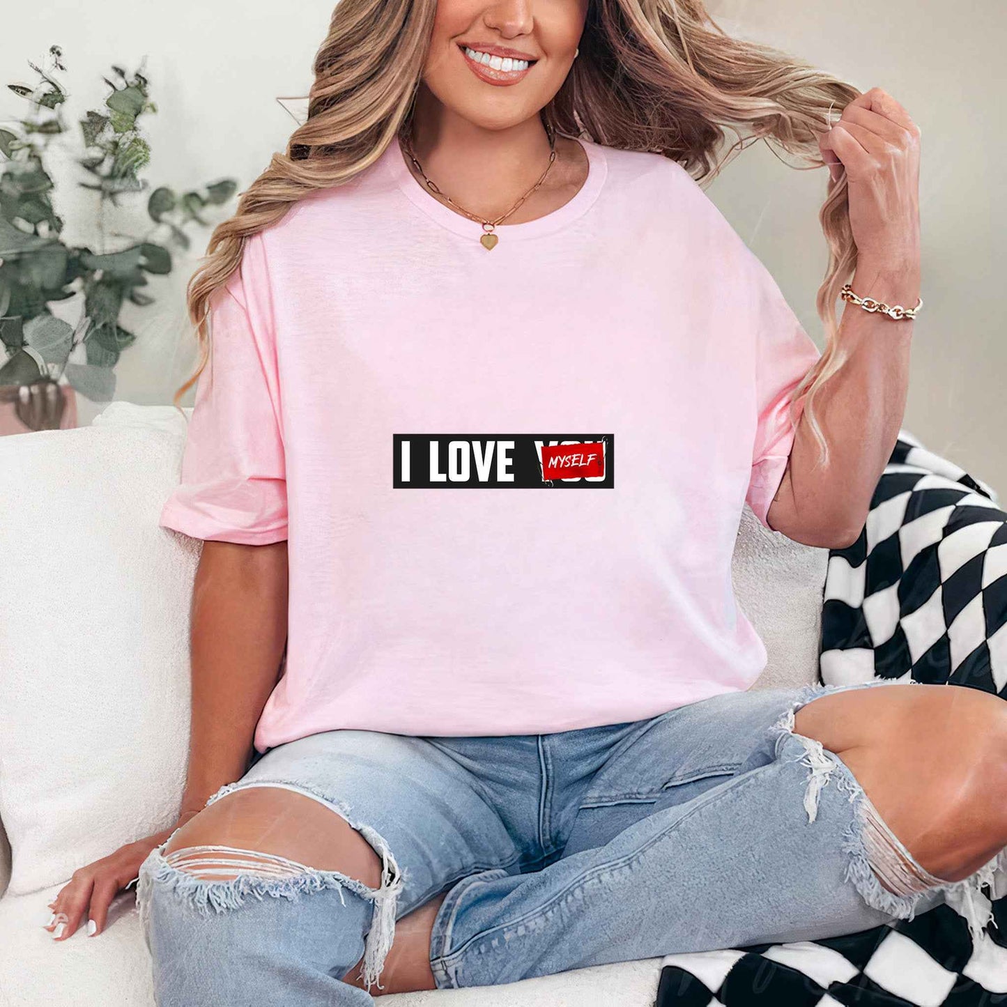 Tricou dama din bumbac 100% Minimalist I LOVE YOU