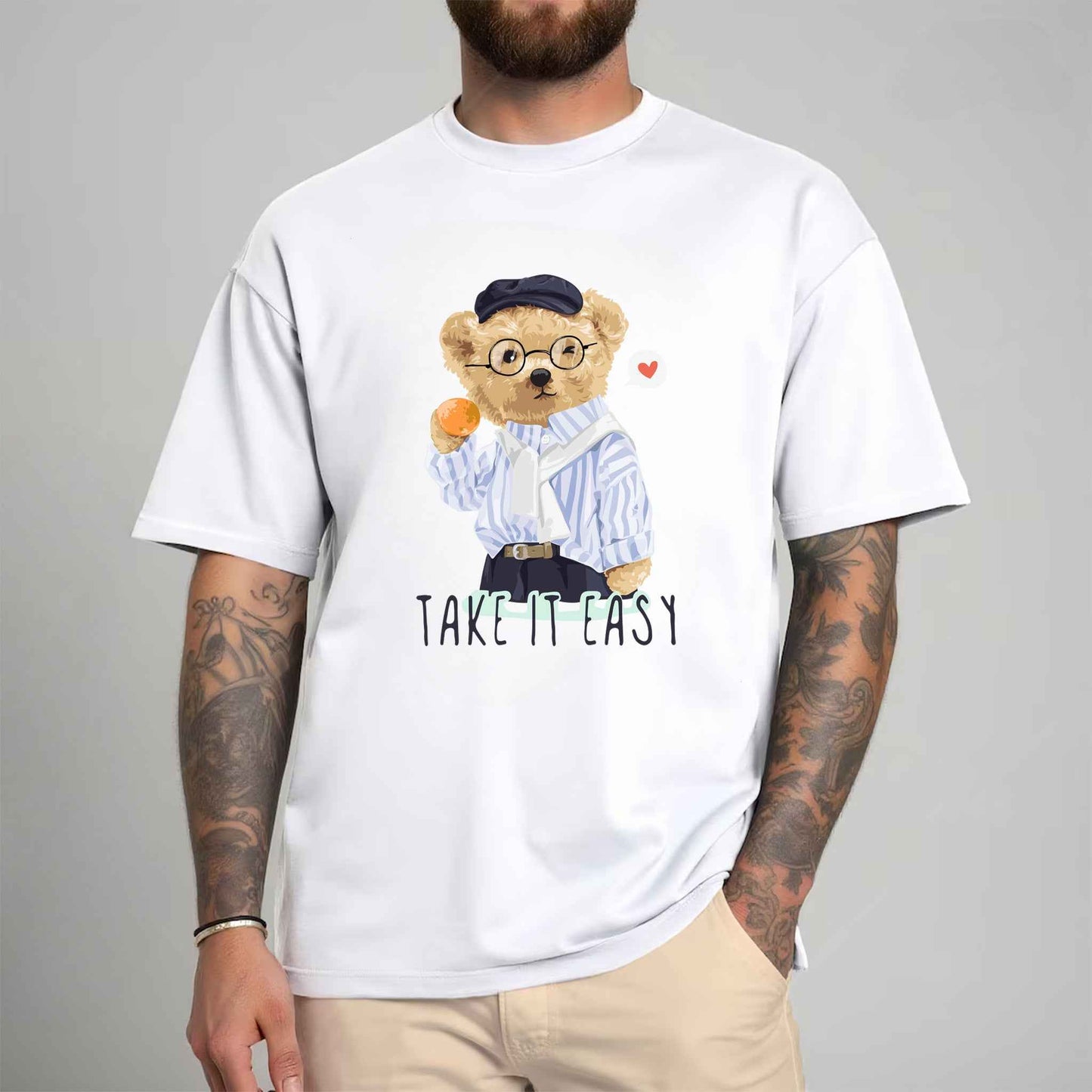 Tricou barbat din bumbac 100% cu Ursuleti TAKE IT EASY