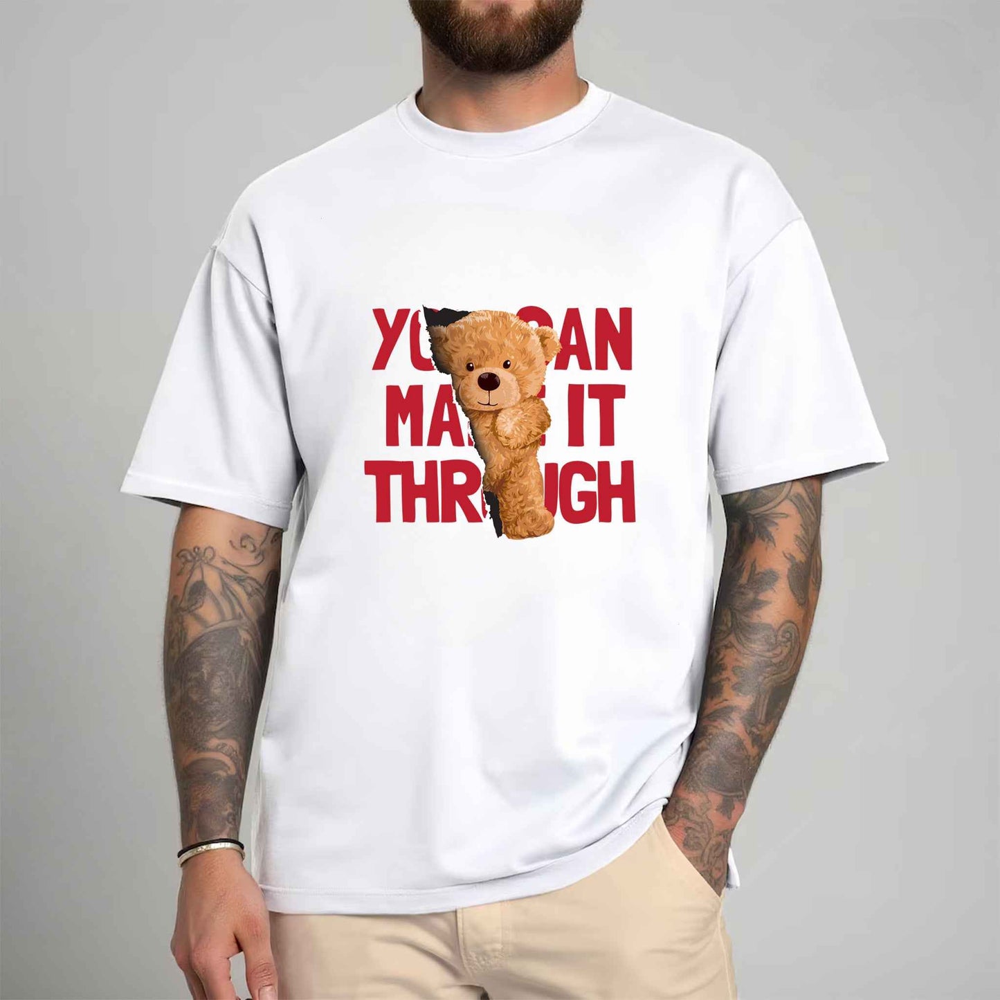 Tricou barbat din bumbac 100% cu Ursuleti MAKE IT THROUGH