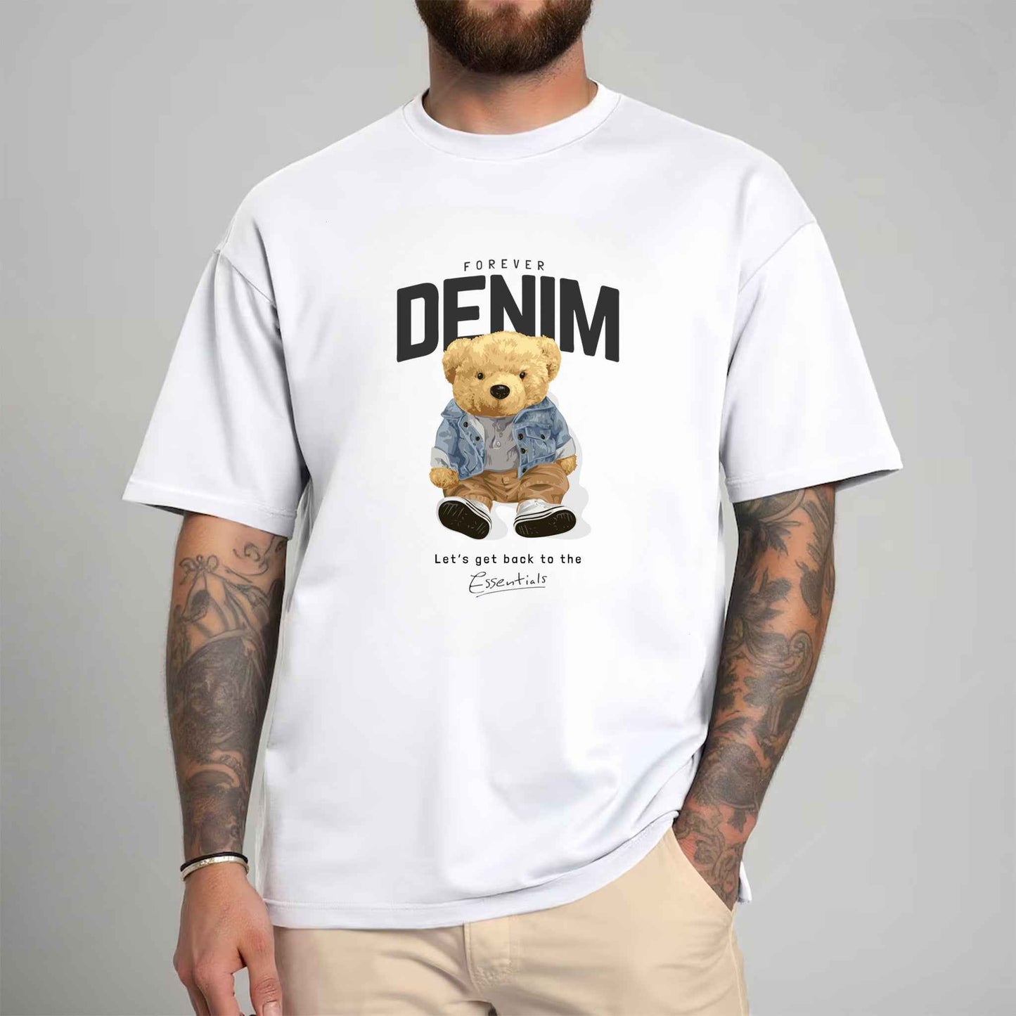 Tricou barbat din bumbac 100% cu Ursuleti FOREVER DENIM