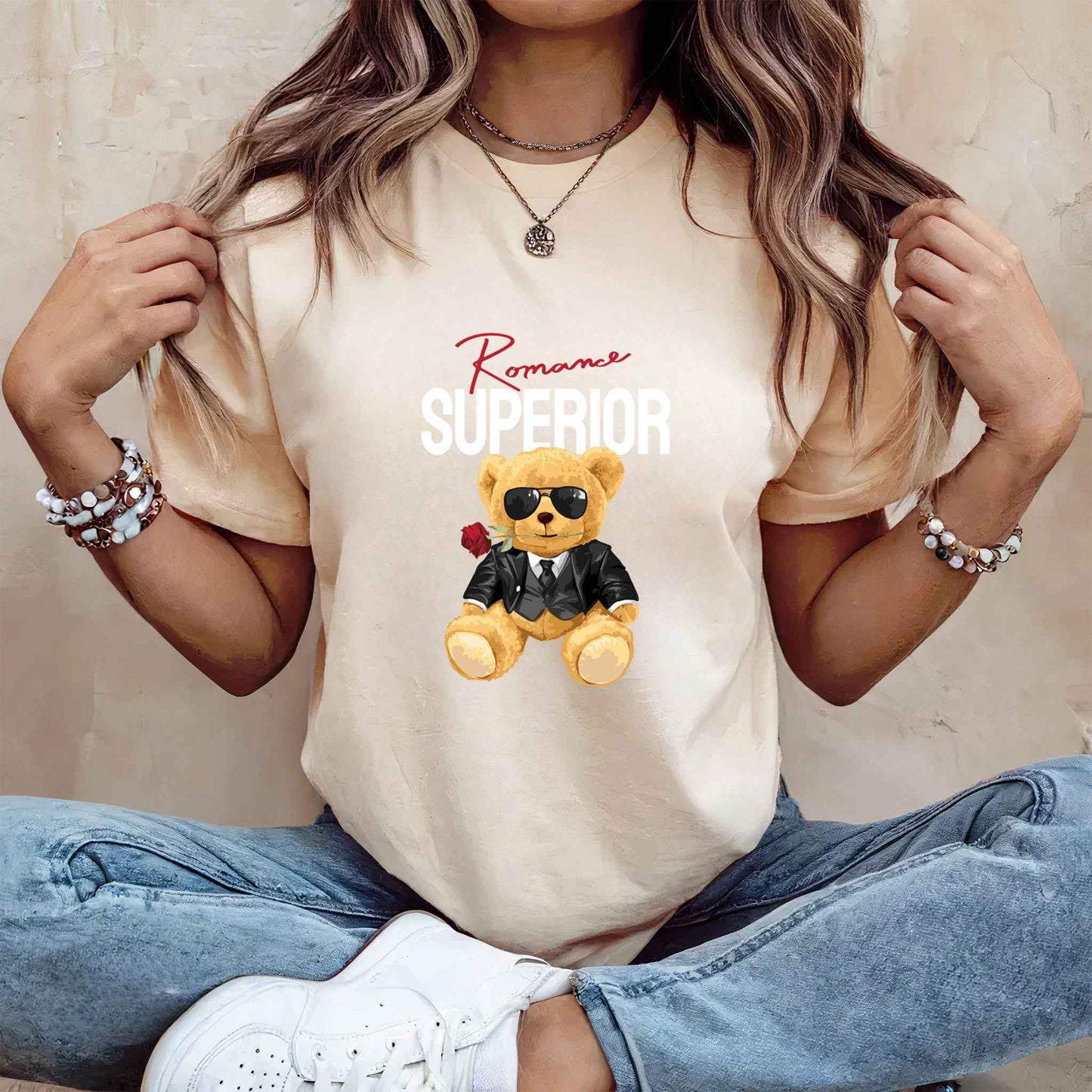 Tricou dama din bumbac 100% Cu Ursuleti ROMANCE