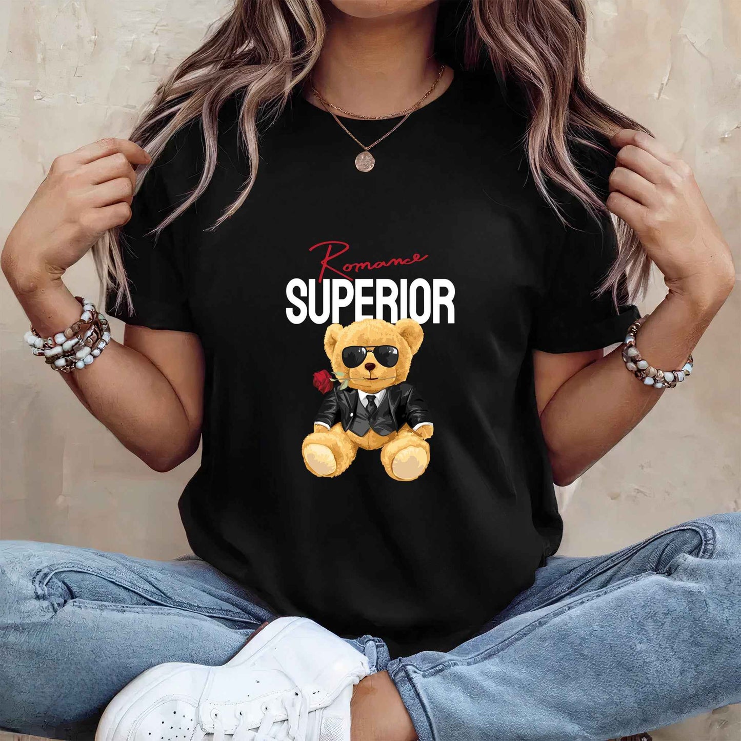 Tricou dama din bumbac 100% Cu Ursuleti ROMANCE