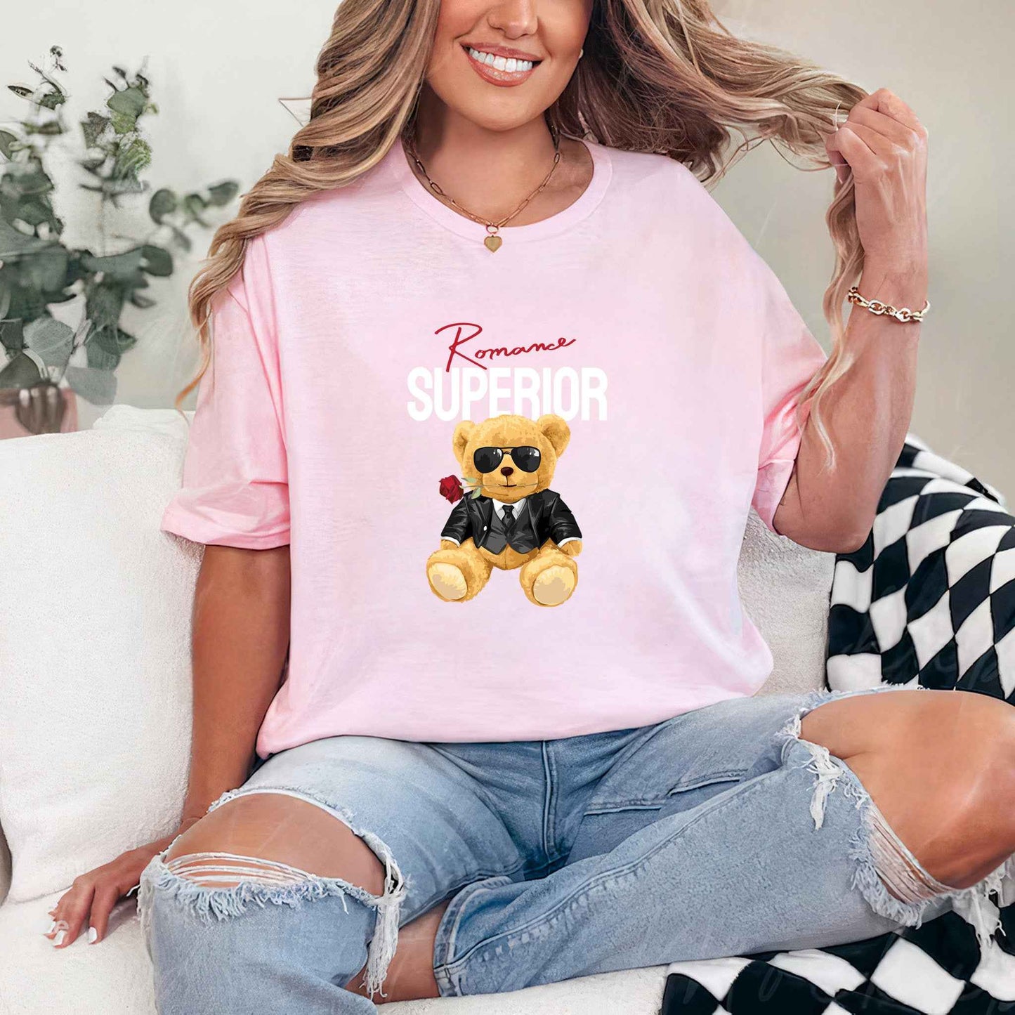 Tricou dama din bumbac 100% Cu Ursuleti ROMANCE