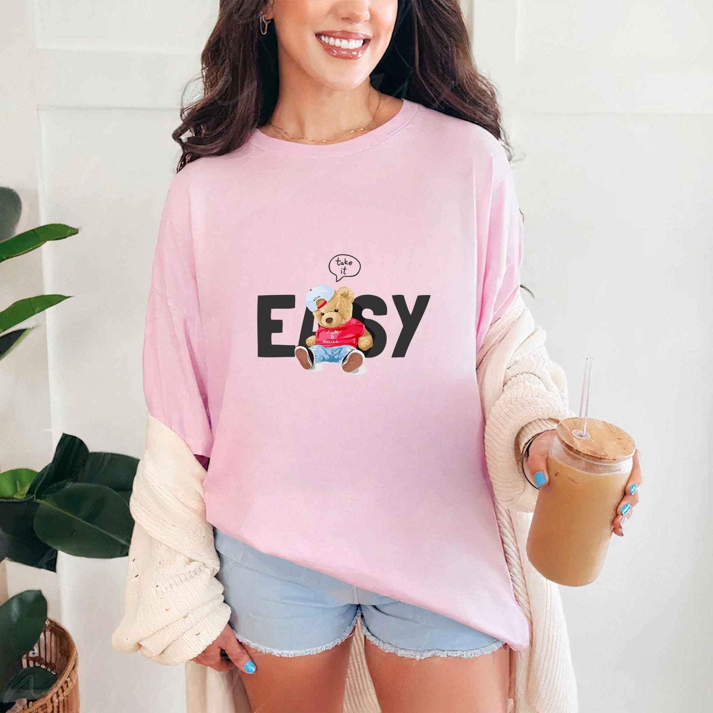 Tricou dama din bumbac 100% Cu Ursuleti TAKE IT EASY