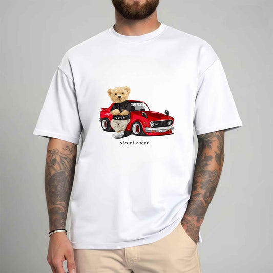 Tricou barbat din bumbac 100% cu Ursuleti STREET RACER