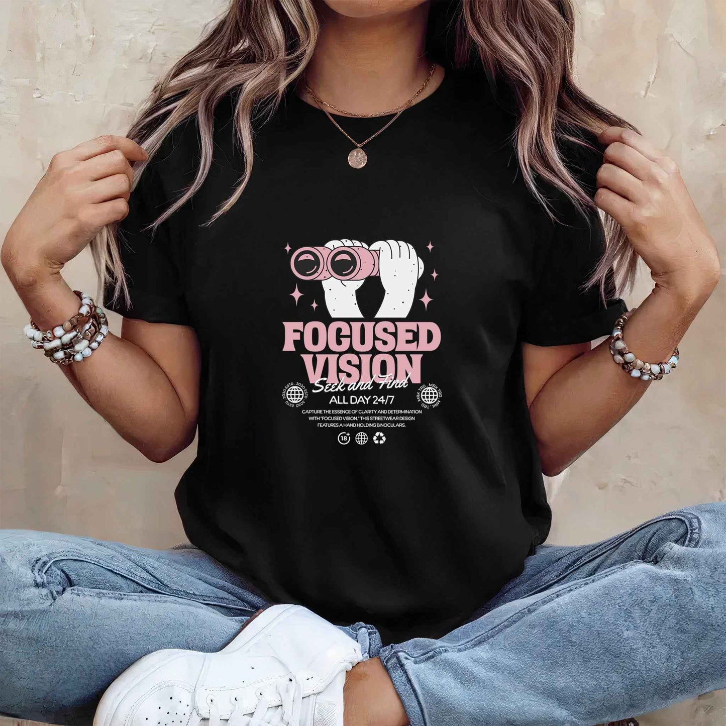 Tricou dama din bumbac 100% Minimalist FOCUSED VISION
