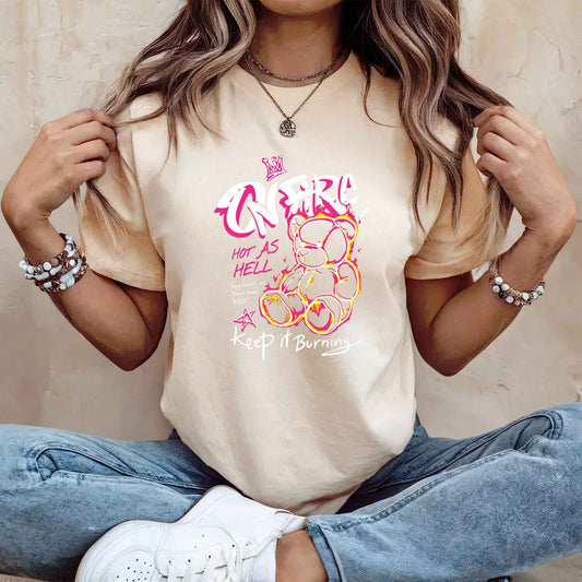 Tricou dama din bumbac 100% Vibrant KEEP IT BURNING