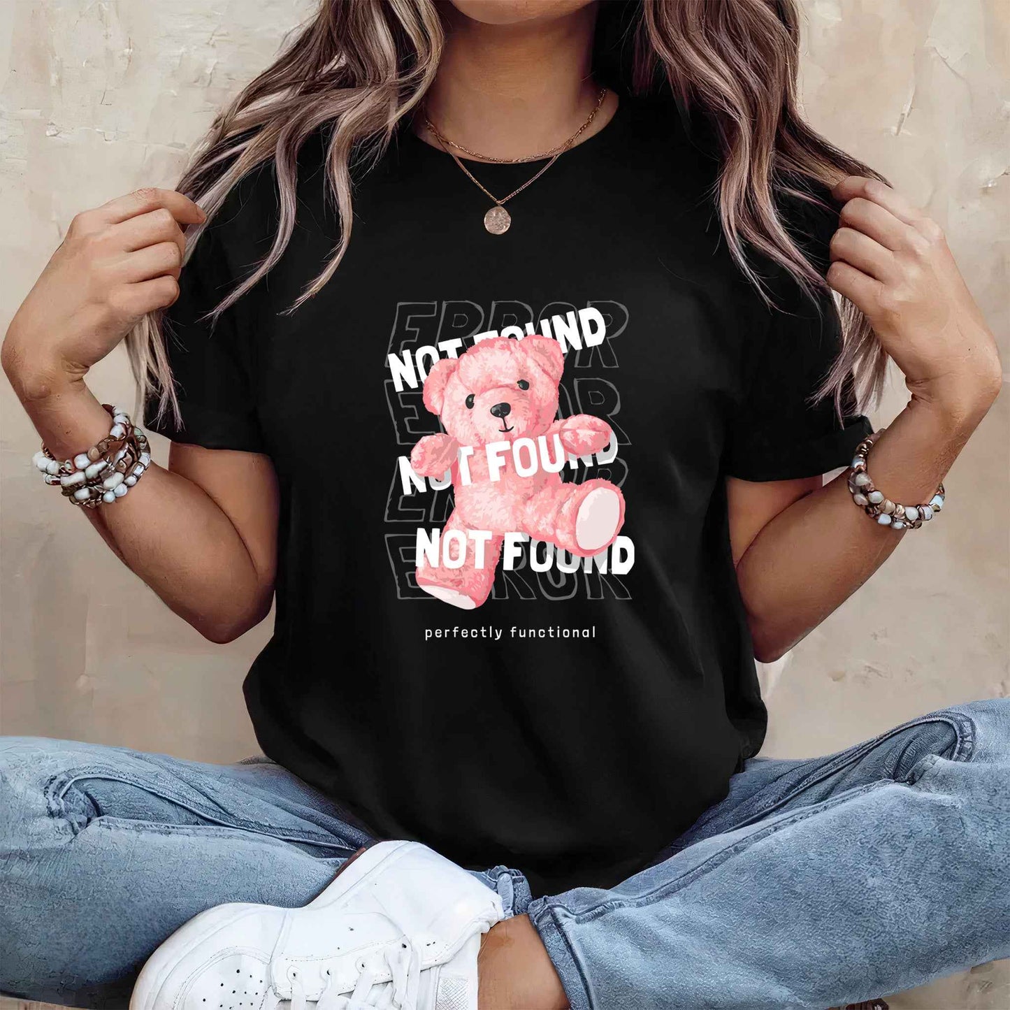 Tricou dama din bumbac 100% cu Ursuleti NOT FOUND