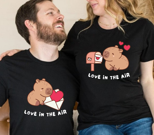 Tricouri de Cuplu Oversized din bumbac 100% Capybara