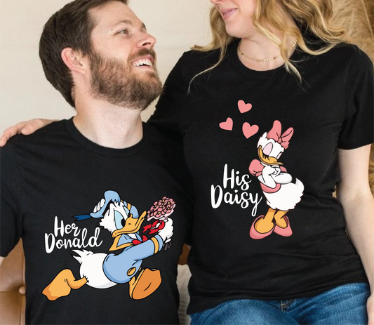 Tricouri de Cuplu Oversized din bumbac 100% DONALD & DAISY