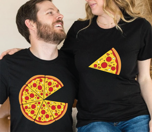 Tricouri de Cuplu Oversized din bumbac 100% Pizza Lovers