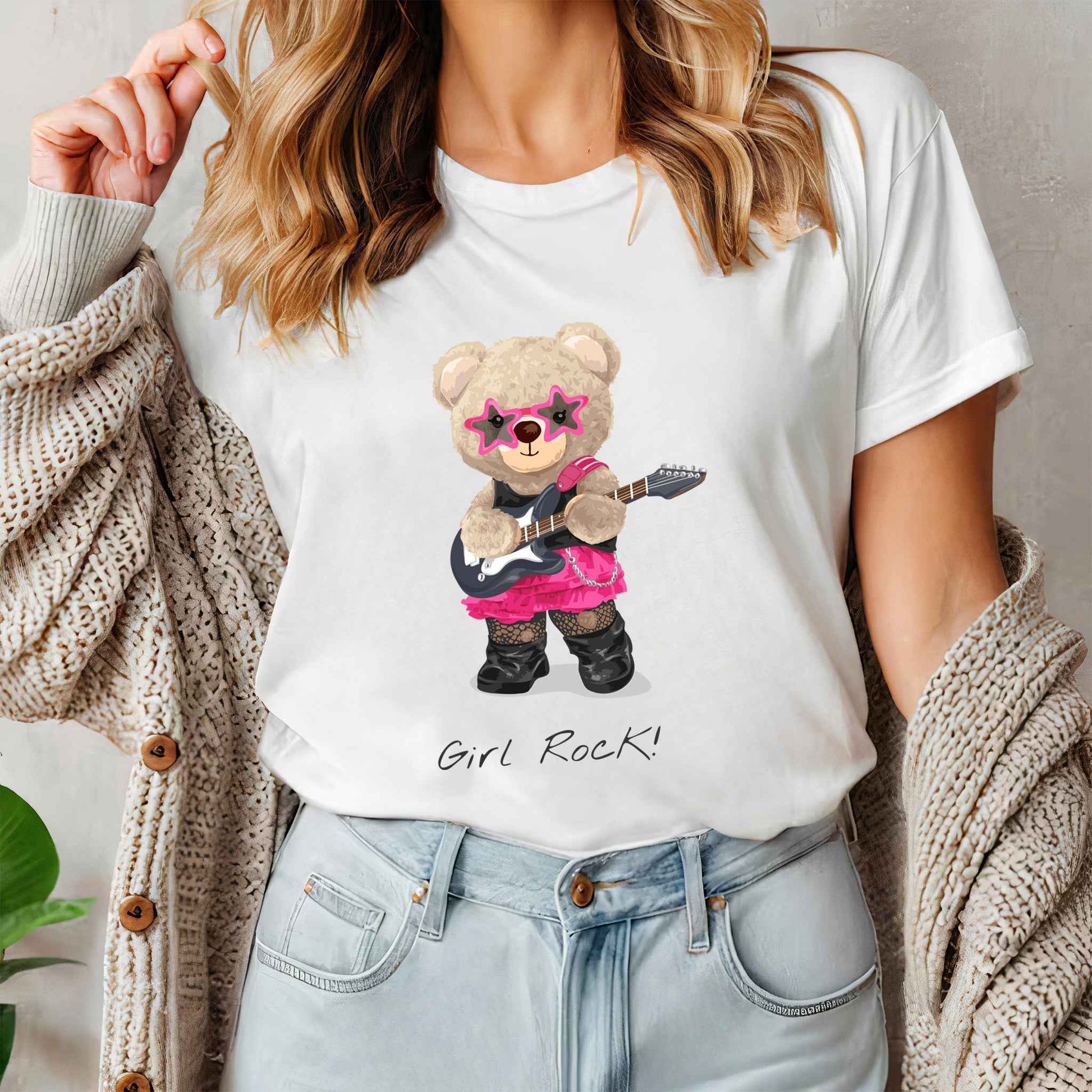 Tricou dama din bumbac 100% Cu Ursuleti GIRL ROCK