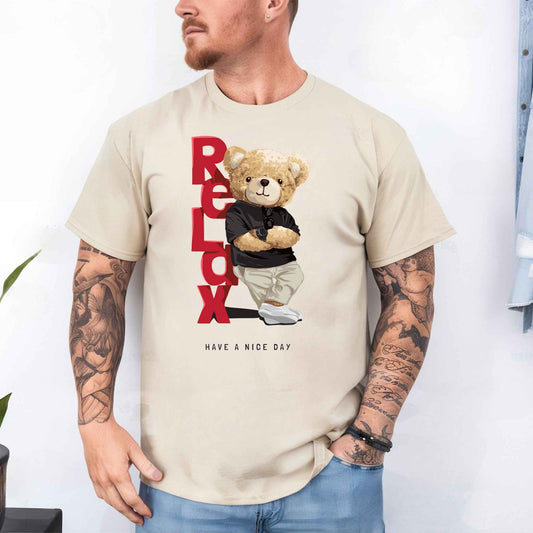 Tricou barbat din bumbac 100% cu Ursuleti RELAX