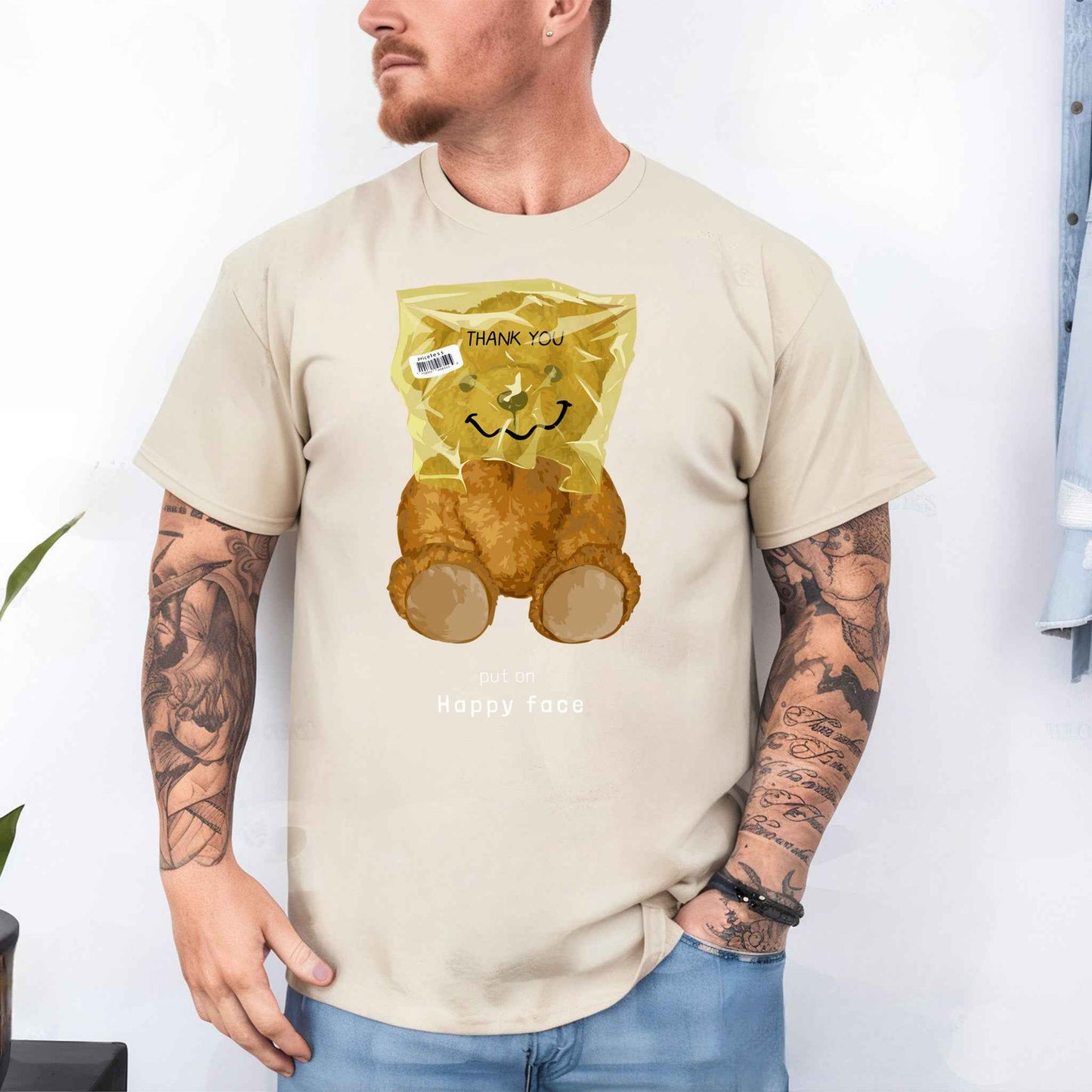 Tricou barbat din bumbac 100% cu Ursuleti HAPPY FACE