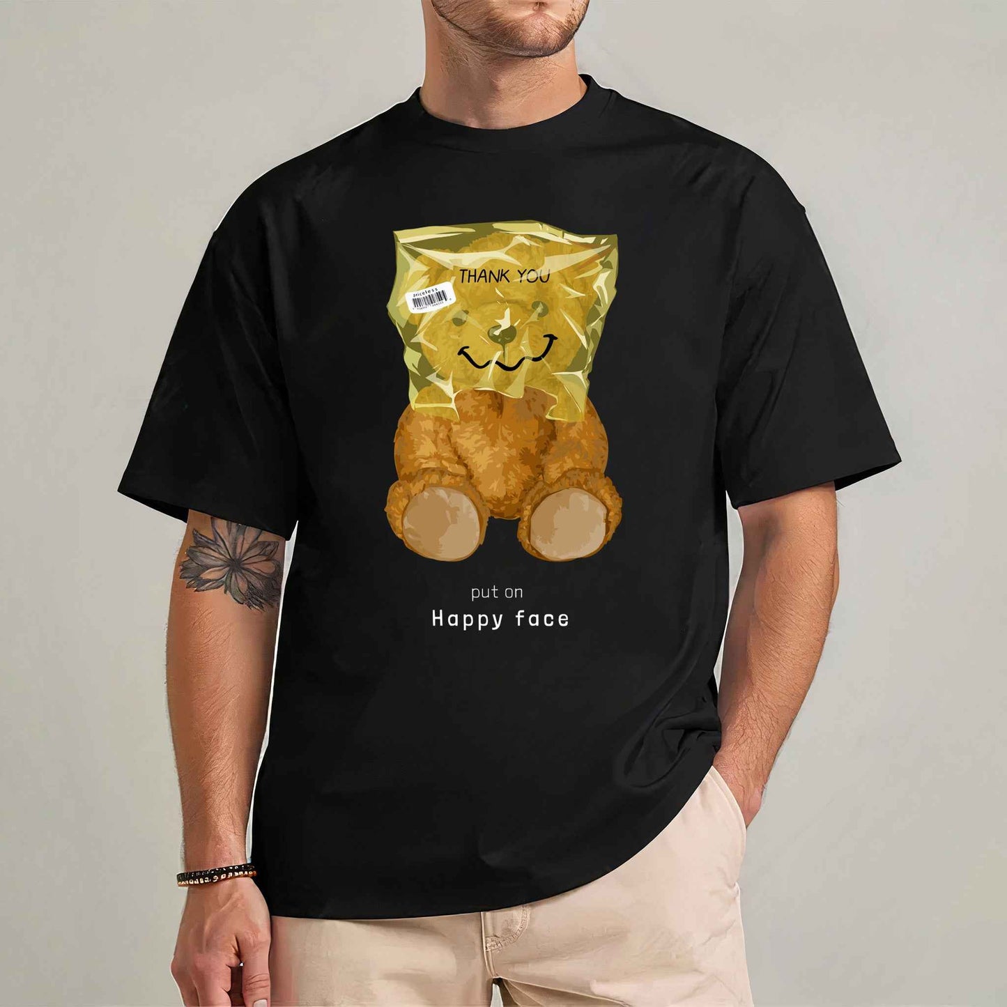 Tricou barbat din bumbac 100% cu Ursuleti HAPPY FACE