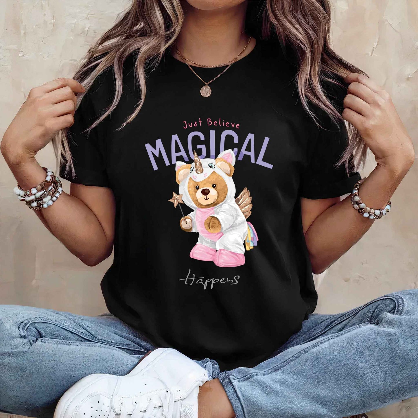 Tricou dama din bumbac 100% Cu Ursuleti MAGICAL