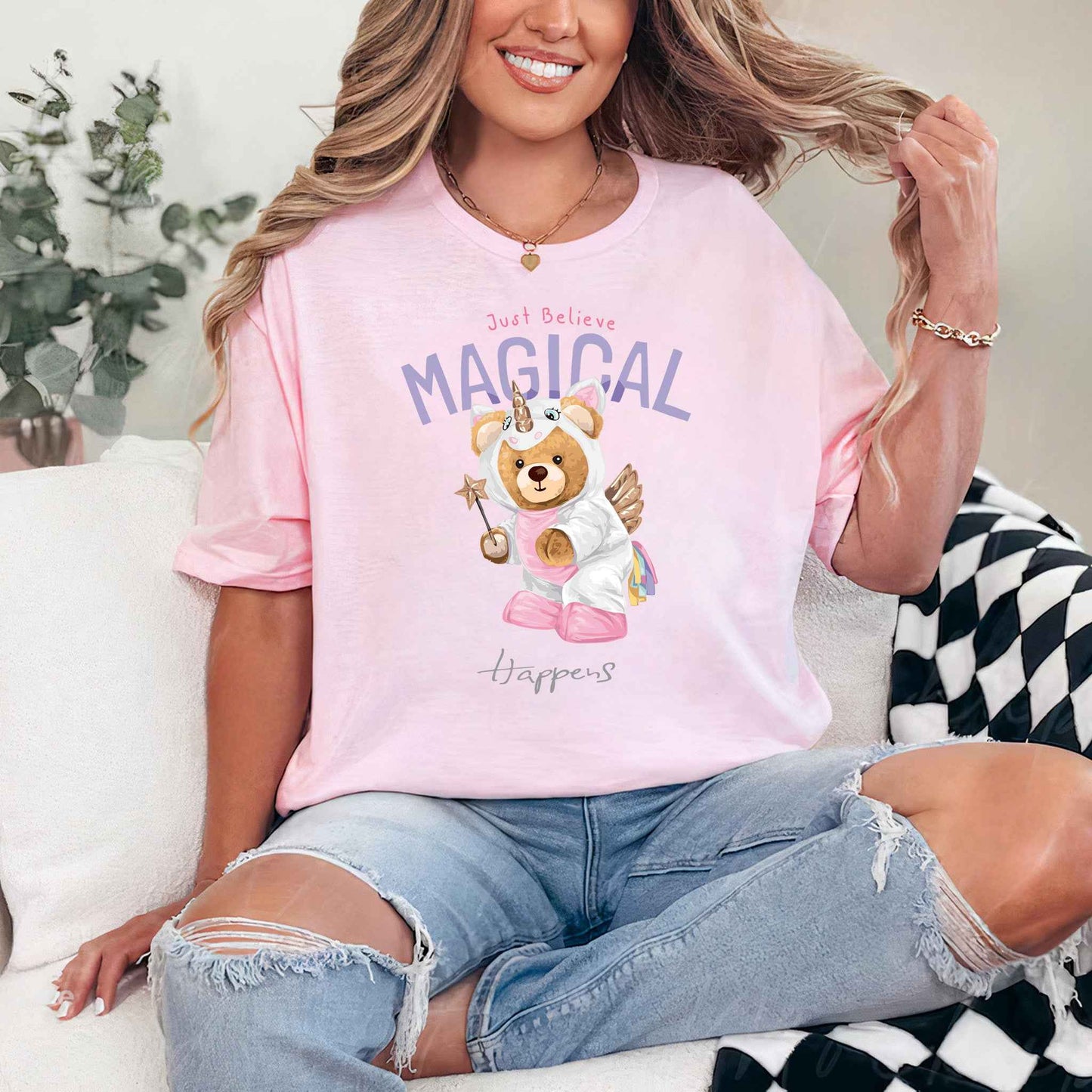 Tricou dama din bumbac 100% Cu Ursuleti MAGICAL