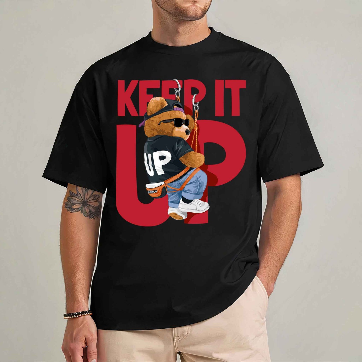 Tricou barbat din bumbac 100% cu Ursuleti KEEP IT UP